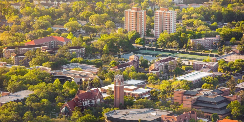 Overhead photograph of the University of Florida campus.