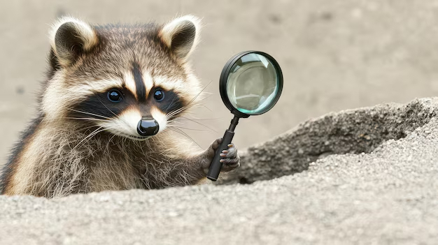 Raccoon with Magnifying Glass in Hand (Purpose: Used as a separator between title and text).